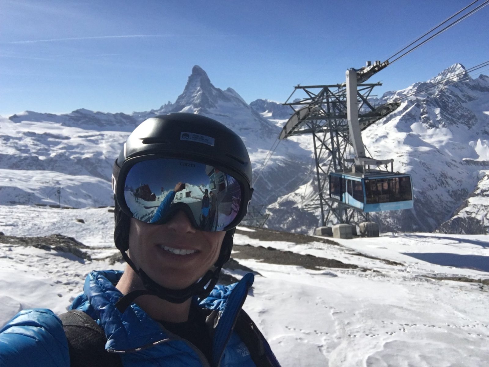 Josh Lake at Moraine Lake wearing MIT hoodie